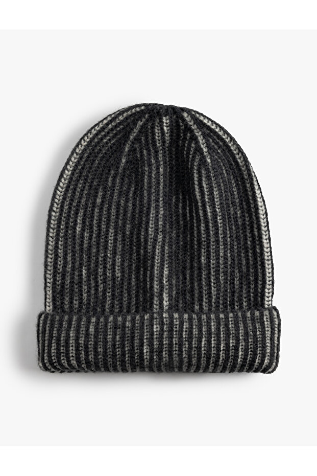 Striped Beret with Fold Detail