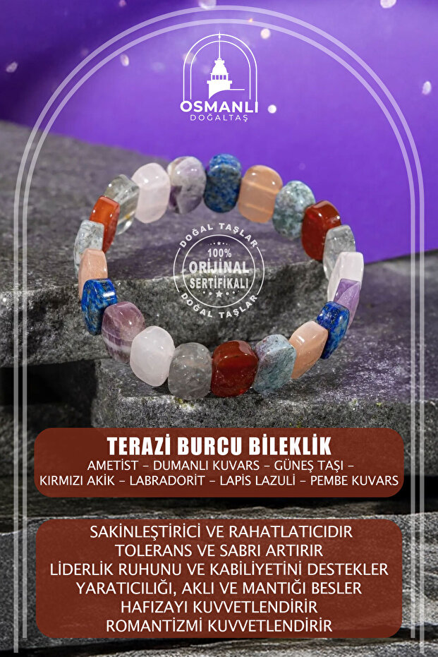 Libra Natural Stone Wide Cut Bracelet