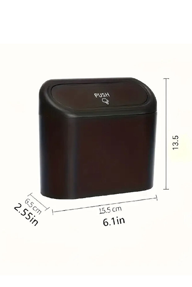 Car Auto Trash Can Portable In-Car Portable Lid Organizer Trash Can Push Lid Bucket - 2