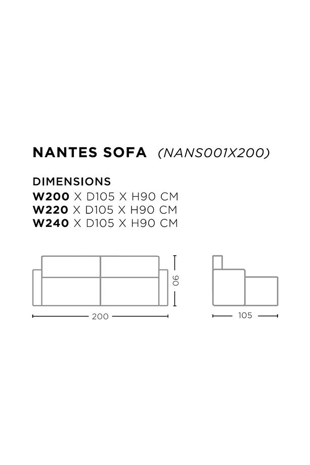 Nantes Sofa - Keten Kılıflı Koltuk - 220 cm - 2