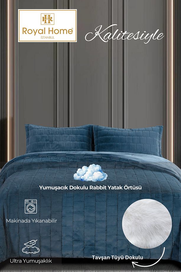 Luxury Rabbit Tavşan Tüyü Yatak Örtüsü Çift Kişilik - 6
