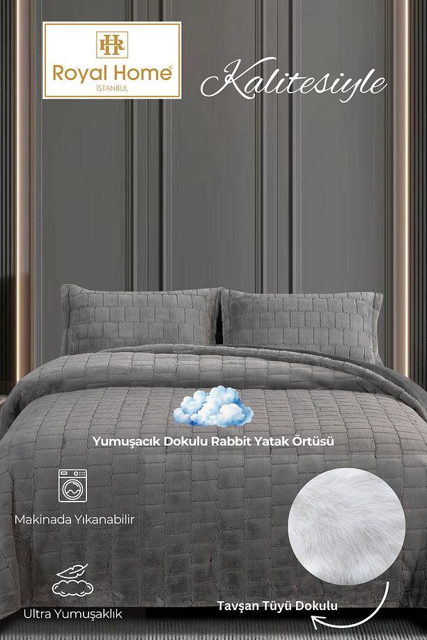 Luxury Rabbit Tavşan Tüyü Yatak Örtüsü Çift Kişilik - 6