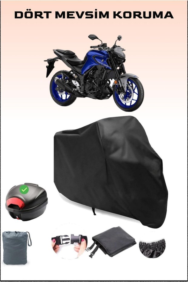 Black Yamaha Mt-25 Abs Rear Bag Compatible Motorcycle Tarpaulin Waterproof Durable Fabric