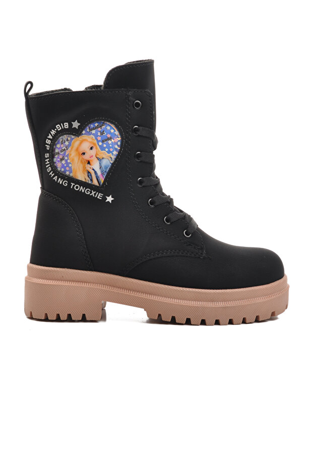 Girls' Shearling Boots - Black-Salmon, Leonis F