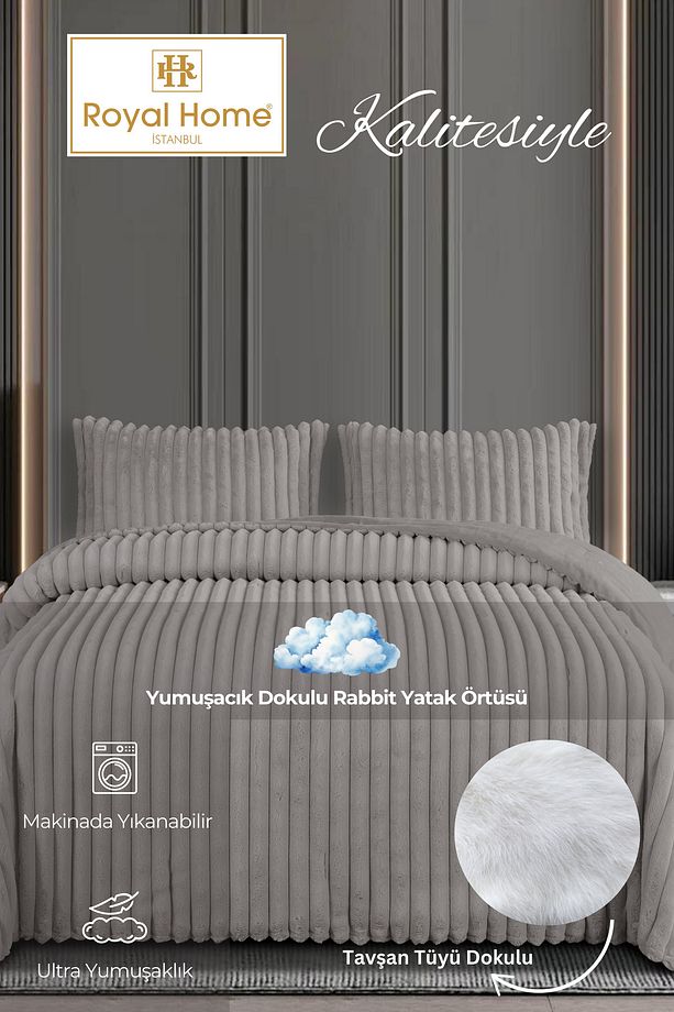 Softy Rabbit Tavşan Tüyü Yatak Örtüsü Çift Kişilik - 6