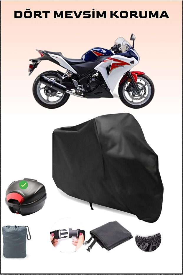 Black Honda Cbr 250 R Motorcycle Tarpaulin Rear Bag Compatible