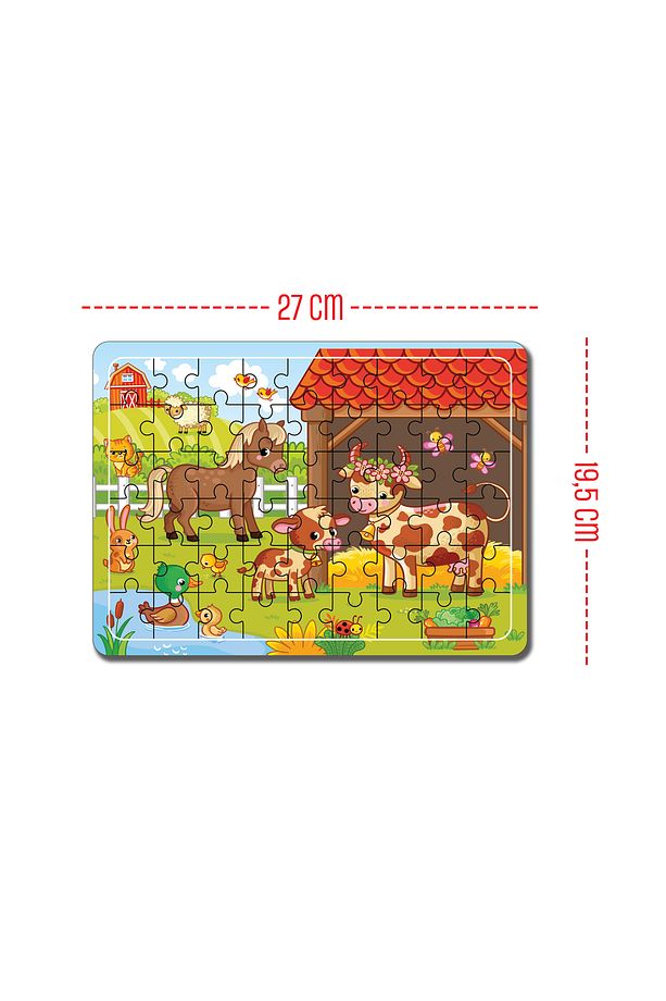 Sevimli Hayvanlar, Dinazorlar , Gezegenler , Çiftlik 54 Parça Ahşap Puzzle Yapboz 4'lü Set - 4