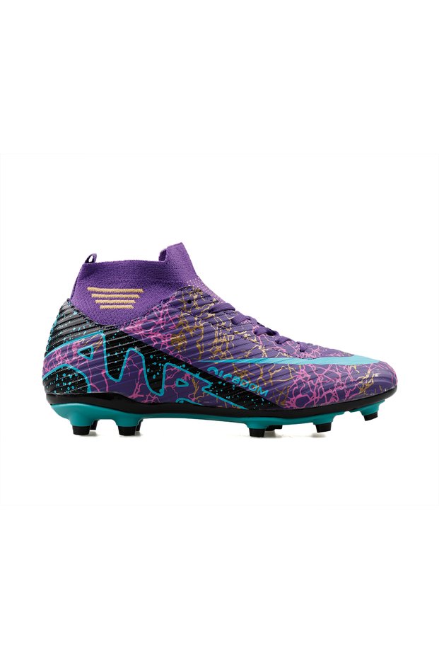 Laliga Men's Grass Floor Football Shoes Mkrp-Purple-Turquoise-Patterned Purple