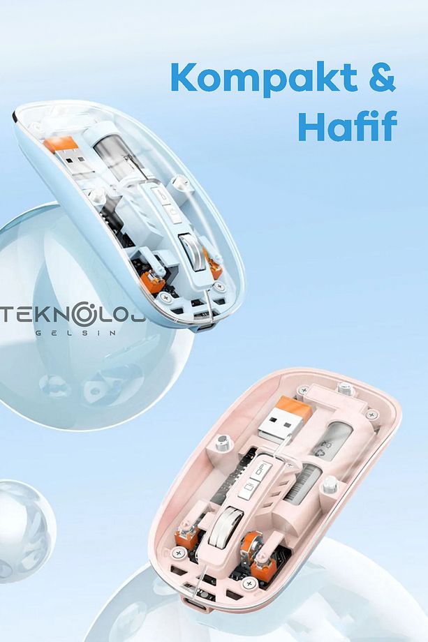 Kablosuz Mouse Fare Şarjlı Bluetooth Wireless Çift Modlu Sessiz 5 Tuşlu Şeffaf DPI Kontrol  Tg-9010 - 6
