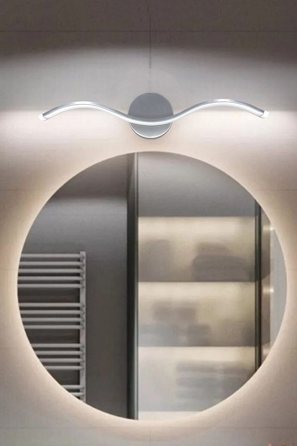 Wave Modern Tasarım Gri Renk Gün Işığı Ledli Banyo - Mutfak - Salon Led Duvar Aplik - 1