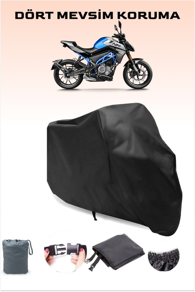Black Cfmoto 250Nk Compatible Motorcycle Tarpaulin, Engine Cover