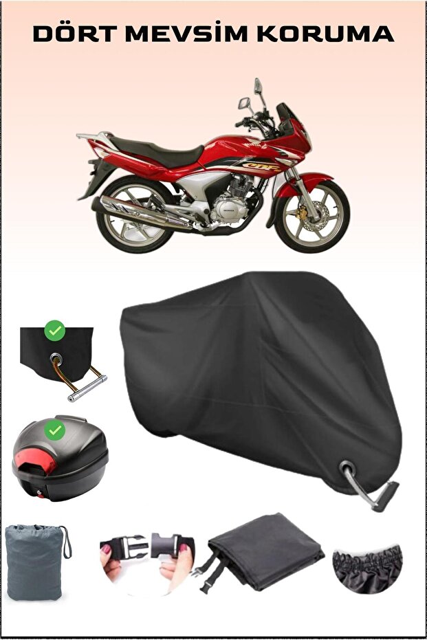 Black Rear Bag and Lock Compatible Motorcycle Tarpaulin for Honda Cbf 150, Safe