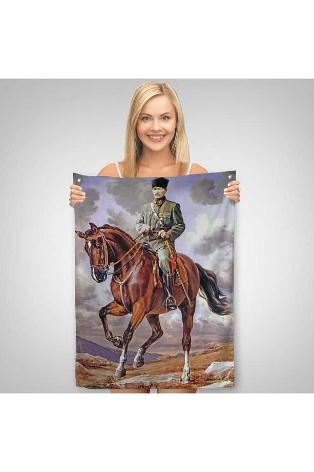 At Üstündeki Mustafa Kemal Atatürk Duvar Örtüsü-Halısı-6462 - 2