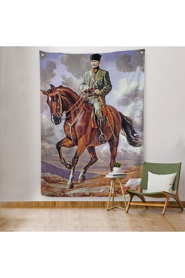 At Üstündeki Mustafa Kemal Atatürk Duvar Örtüsü-Halısı-6462 - 6