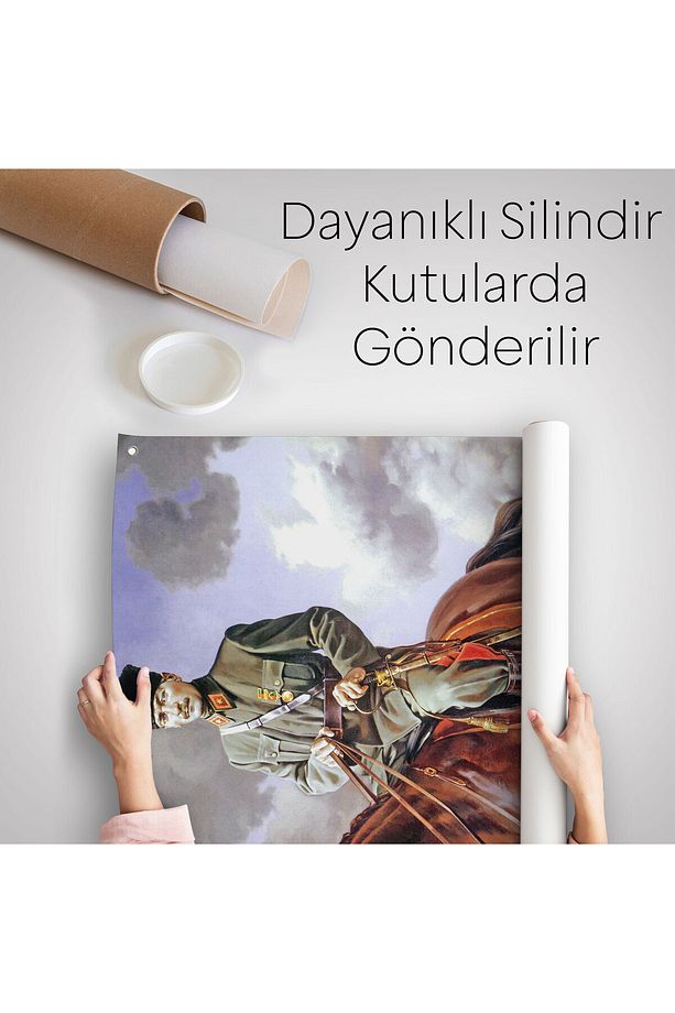 At Üstündeki Mustafa Kemal Atatürk Duvar Örtüsü-Halısı-6462 - 5
