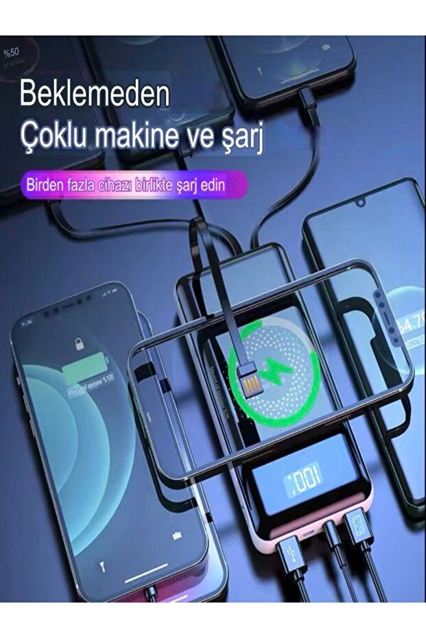 10000mAh PD 22.5W Kablosuz & Kablolu Powerbank | Wireless 15W, USB, Micro & Type-C, iPhone Uyumlu - 4