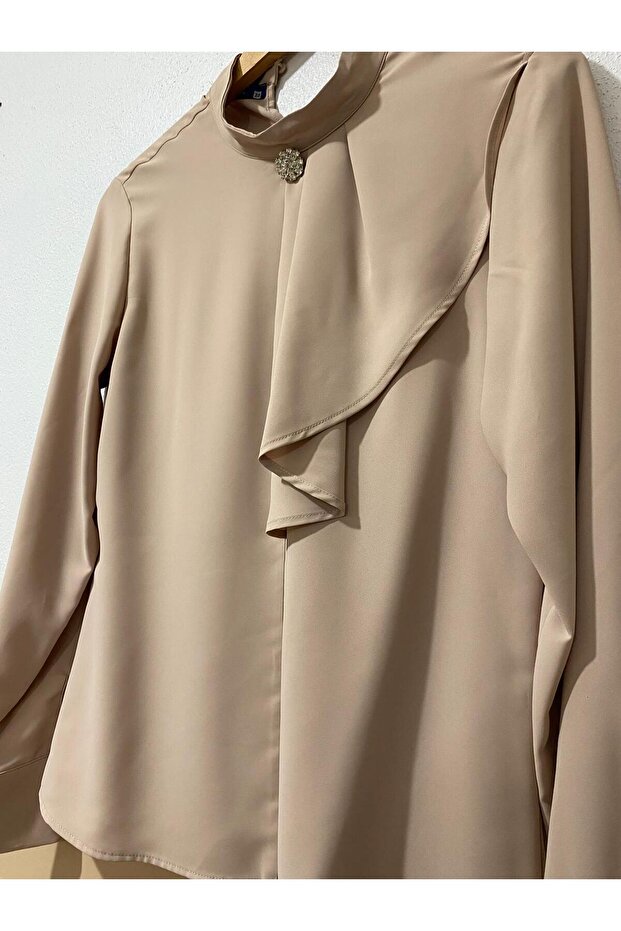 volanlı bluz broş hediyeli - 2