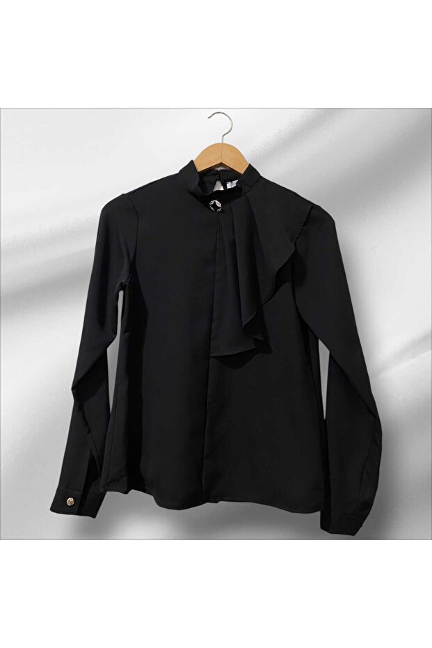 volanlı bluz broş hediyeli - 1