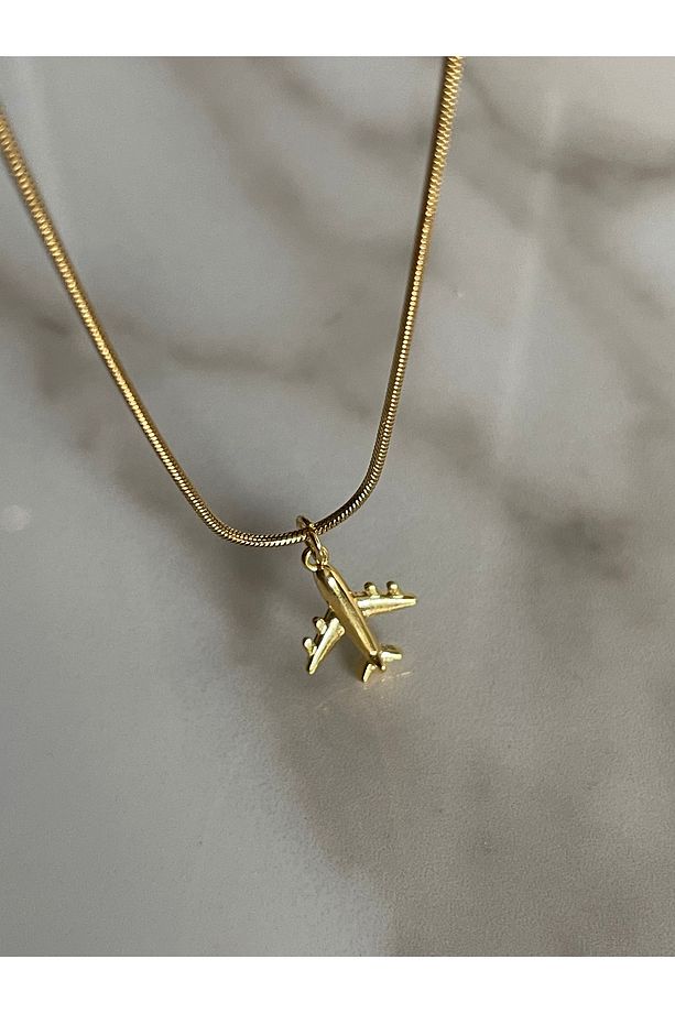 Uçak Figürlü Unisex Çelik Kolye - 1