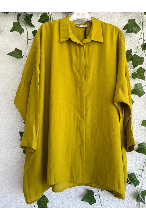 3001 Oversize Basic Olive Renk Gömlek - 2
