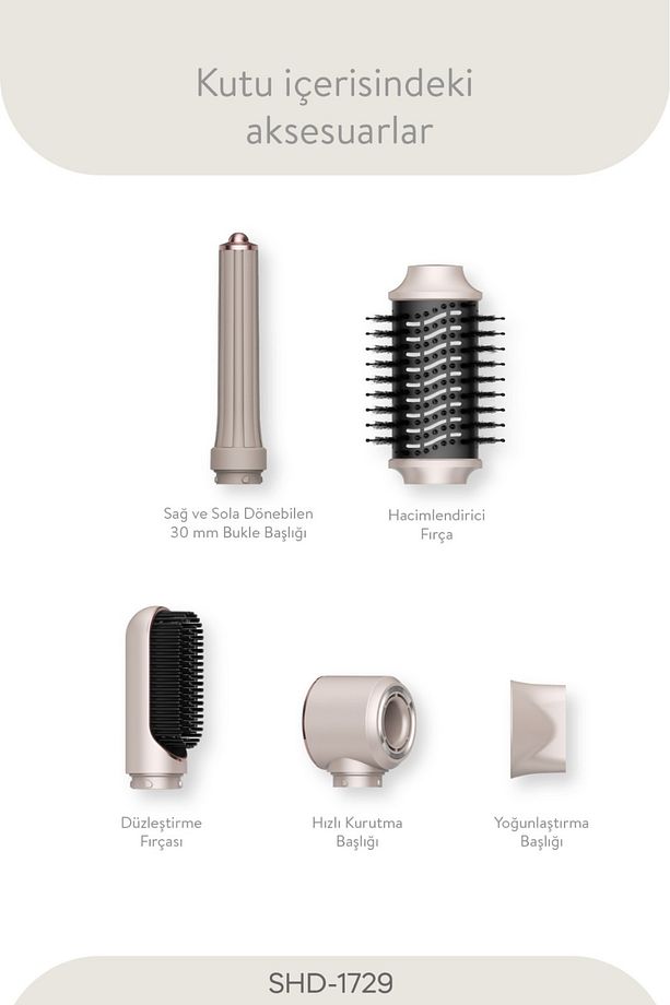 Pro  Compact Uzun Multi-Styler Saç Kurutma Makinesi, Fön Makinesi,5in1,shd-1729, Çanta Hediye - 6