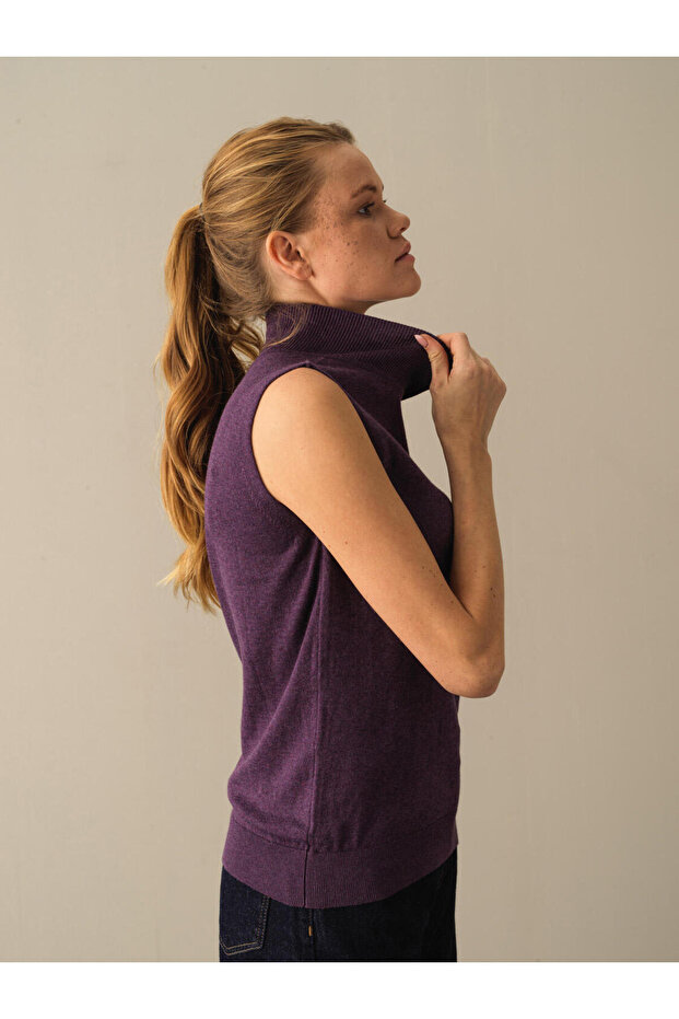 Kadın Mor Regular Fit Basic Kazak - 2