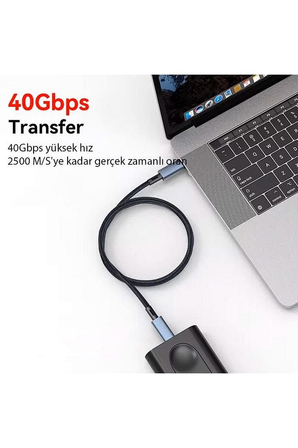 40Gbps 240W 4.0 Thunderbolt Type-C to Type-C Şarj Data ve 8K 60Hz Görüntü Aktarım Kablosu 50cm ZR848 - 7