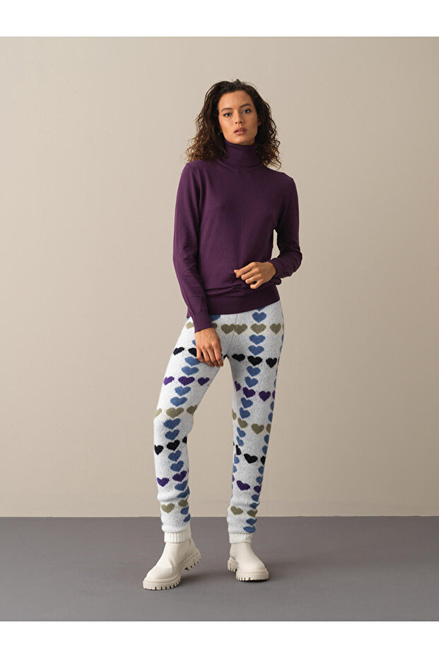 Kadın Mor Regular Fit Basic Kazak - 4