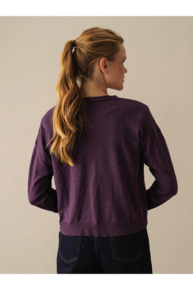 Female Mor Slim Fit Basic Hırka - 2