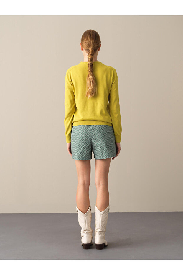 Kadın Sarı Regular Fit Basic Kazak - 3