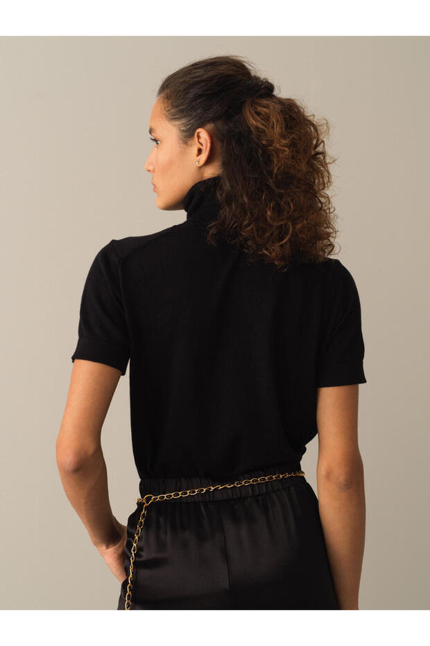 Kadın Siyah Rahat Kesim Basic Kazak - 3