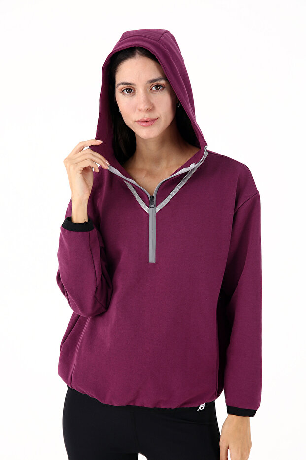 Scorp Tracer Kadın Spor Koşu Sweatshirt Mürdüm