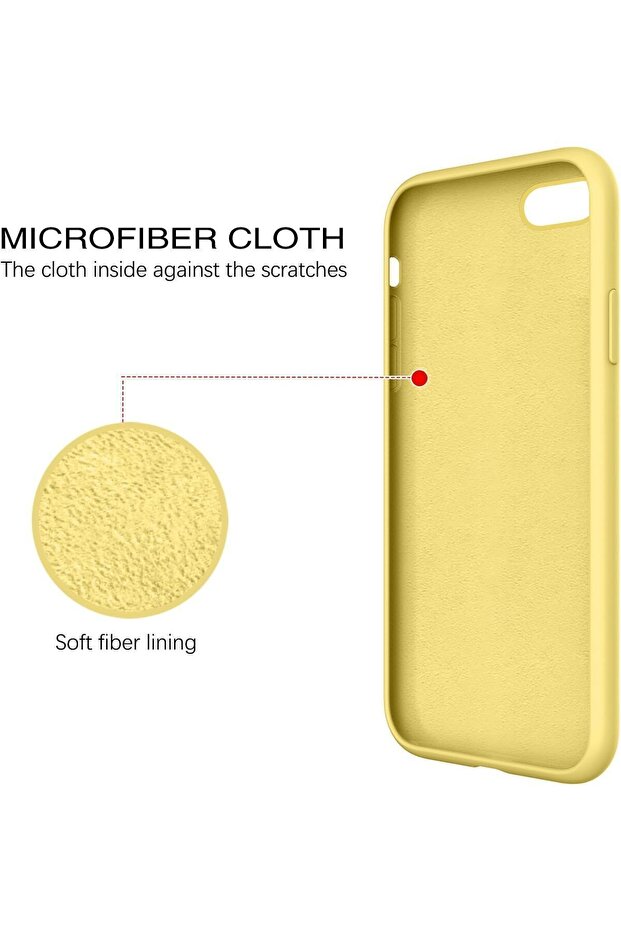 حافظة سيليكون لهاتف iPhone SE، حافظة هاتف متوافقة مع iPhone 7/8 مع بطانة من الألياف الدقيقة (أصفر) - 2