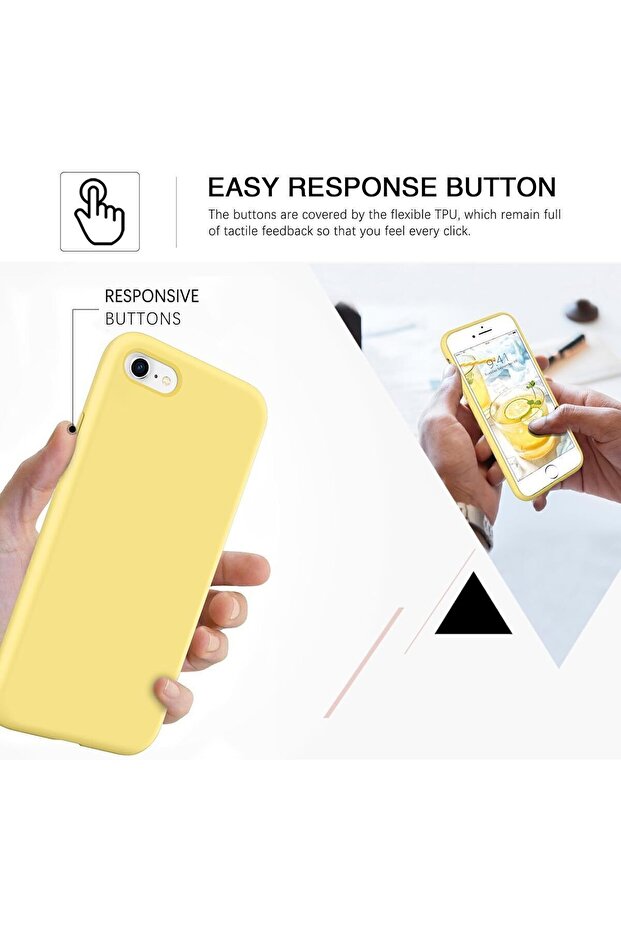 حافظة سيليكون لهاتف iPhone SE، حافظة هاتف متوافقة مع iPhone 7/8 مع بطانة من الألياف الدقيقة (أصفر) - 4