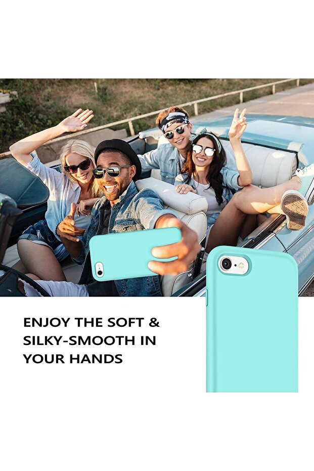 حافظة سيليكون لهاتف iPhone SE، حافظة هاتف متوافقة مع iPhone 7/8 مع بطانة من الألياف الدقيقة (فيروزي) - 3