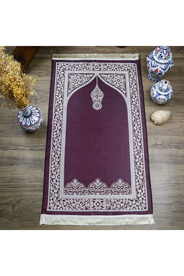 سجادة صلاة بنمط رومي هدية - بنفسجي 70x128 سم - 364 جرام