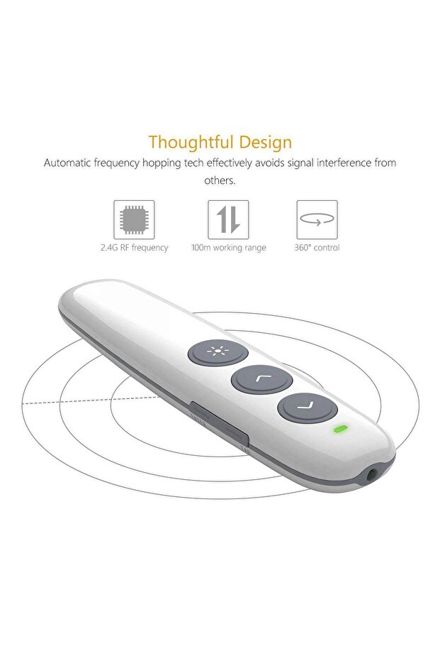 Şarj Edilebilir Kablosuz Lazer Pointer, RF 2.4GHz Powerpoint Clicker Uzaktan Sunum Kumandası Y11 - 3