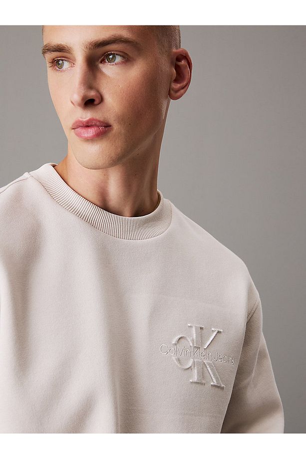 Erkek Ck Relaxed Monogram Sweatshirt - Gri - 3