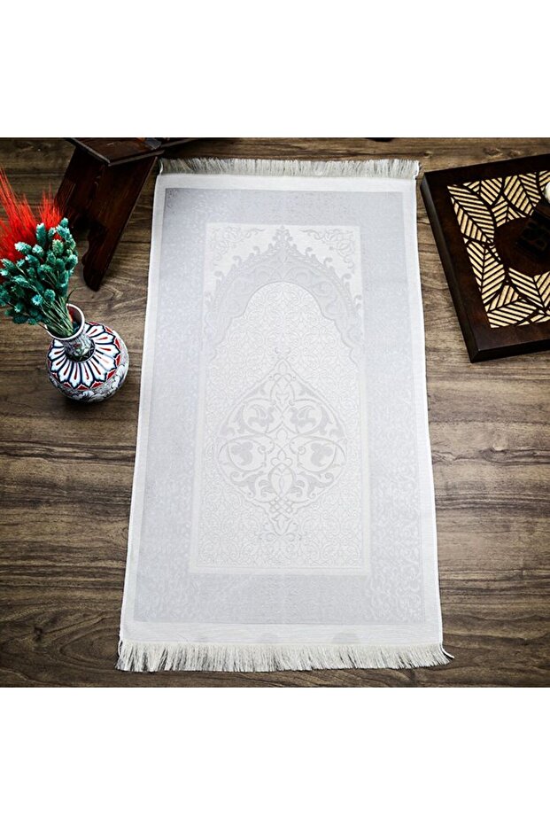 Gift Silk Nur Taffeta Prayer Rug Gray 68x110 Cm - 300 gr