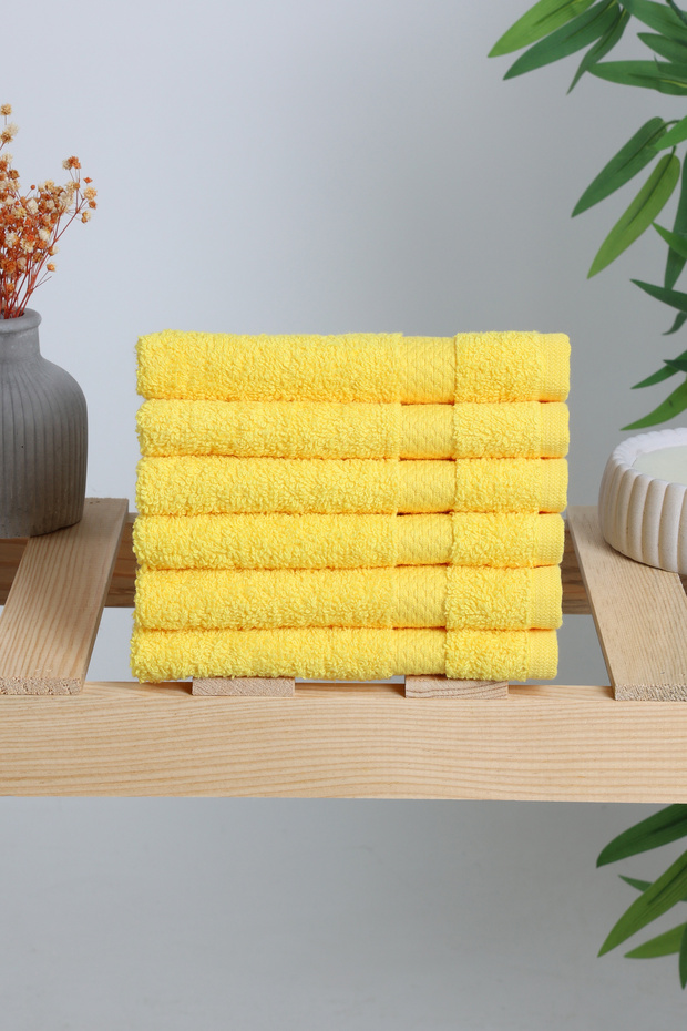 Yellow 30x30 Set of 6 Hand Towels