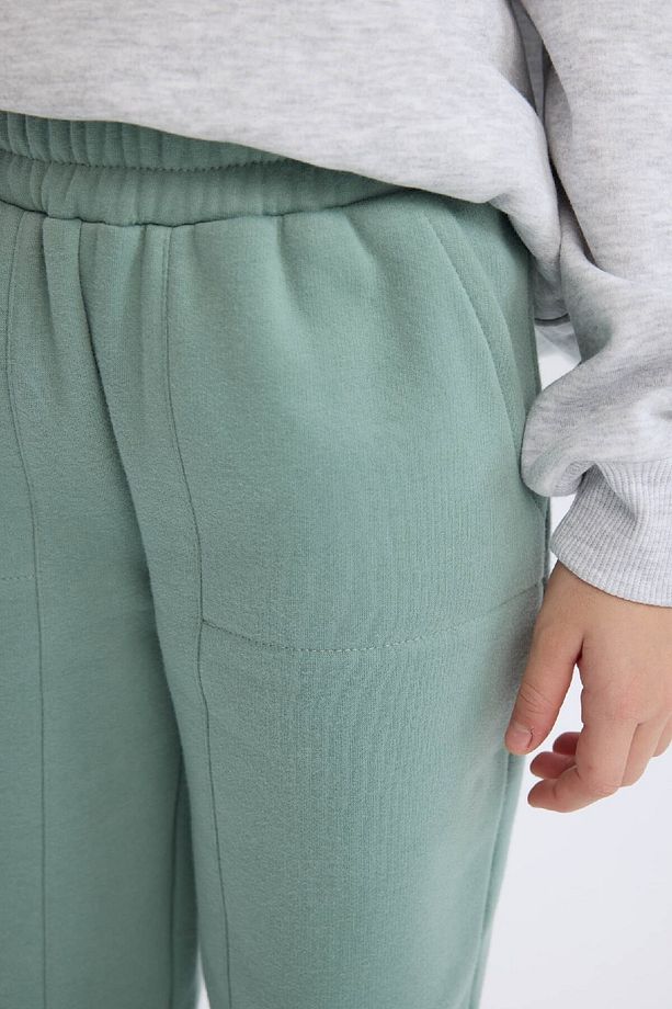 Kız Çocuk Beli Paçası Lastikli Cepli Basic Düz Kalın Jogger Eşofman Altı D3840A824WN - 5
