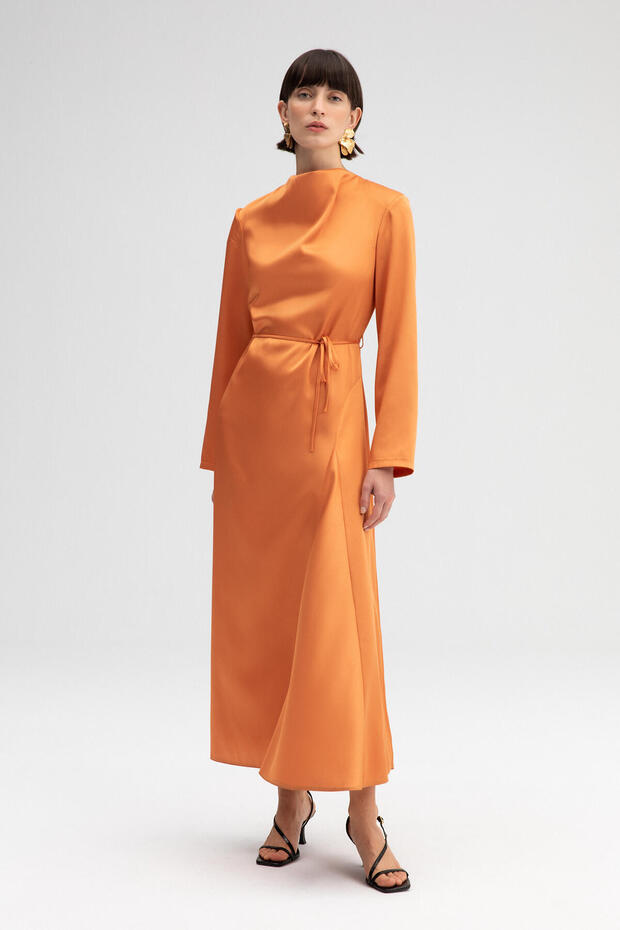 Belted Satin Dress