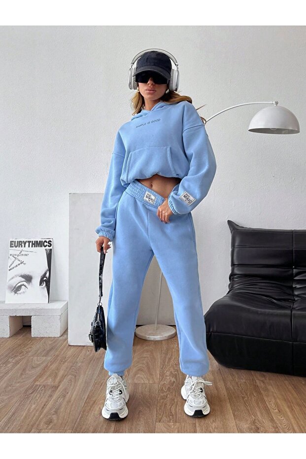 SWEATSHIRT CROP ELASTIC LEG SET
