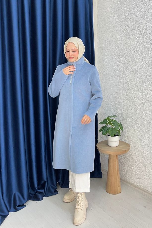 Taşlı Foks Kumaş Kaban - 1