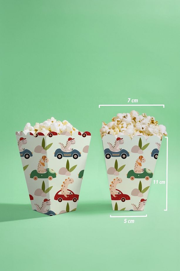 Yarışçı Dinozorlar Temalı Mini Popcorn Mısır Kutusu 8 Adet - 2