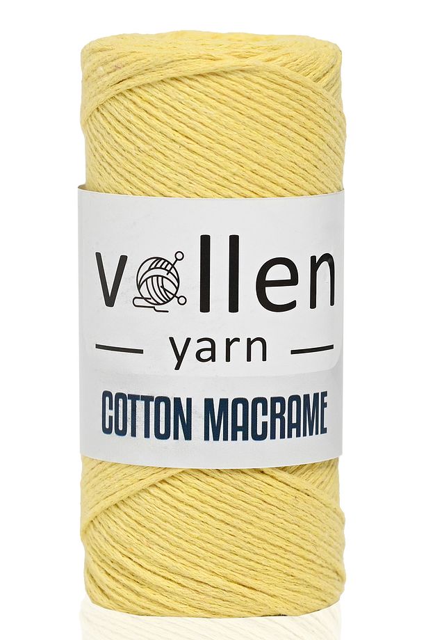 Premıum Koton Pamuk Makrome Ipi,2mm Pamuk Zincir Makrome,supla,çanta Ipi,sarı - 1