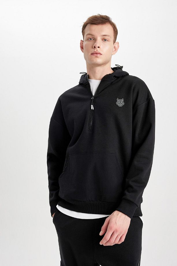 Oversize Geniş Kalıp Kapüşonlu Baskılı Sweatshirt B8124ax23cw - 4