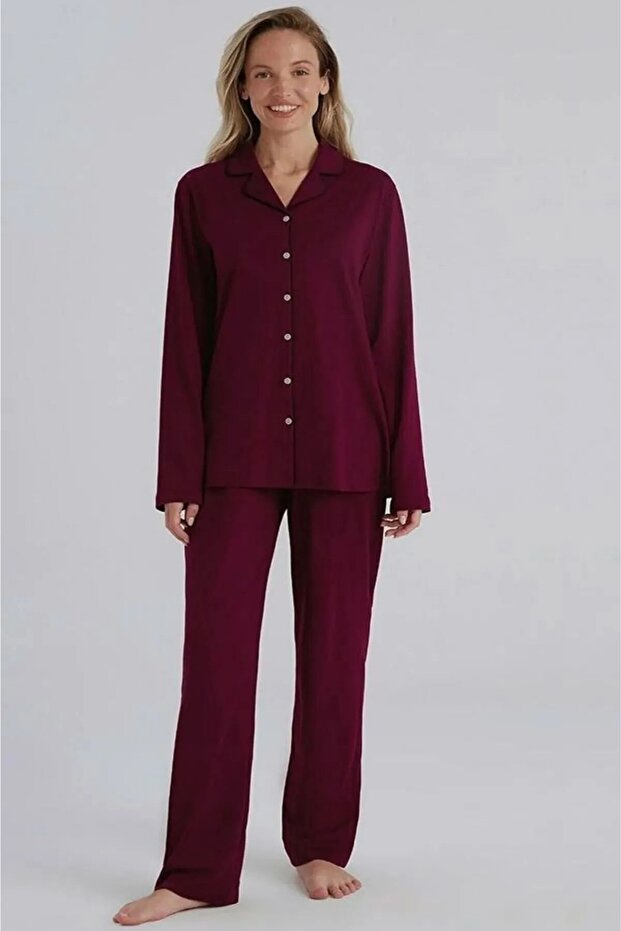 Ribbed Cotton Women's Button-Front Shirt Pajama Set Boxed