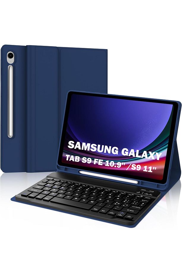 Galaxy Tab S9 Fe/s10 Fe Uyumlu 10.9 Kablosuz Kalem Bölmeli Bluetooth Türkçe Q Klavyeli Tablet Kılıfı - 1