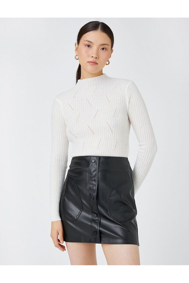 Faux Leather Buttoned Mini Skirt